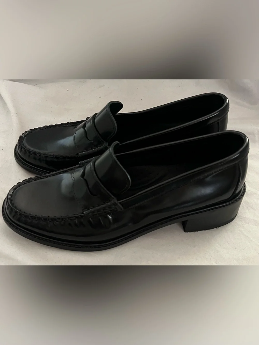 G.H. Bass WHITNEY BLACK LEATHER LOAFER BLOCK HEEL SHOE 9 $200 NEW - Picture 9 of 12